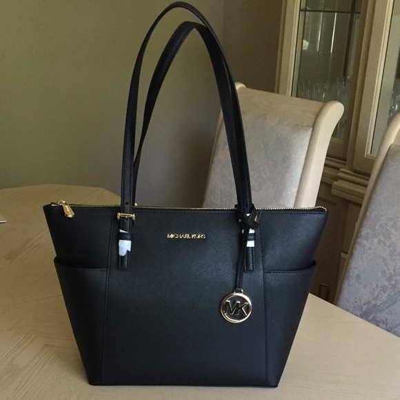 Michael Kors Handbags - Michael Kors Black Leather Shoulder, Tote Bag